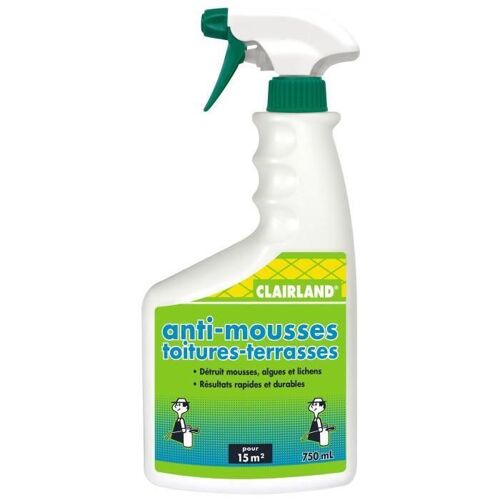 CLAIRLAND Anti-Mousses. algues et lichens sur toitures. terrasses et dallages - Pret a l'emploi - 750 ml