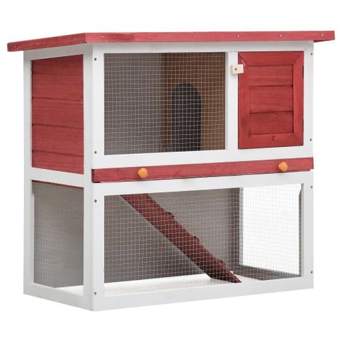 Clapier Pour Lapin Avec Plateau Amovible & Verrou Coulissant 1 Porte Bois Rouge