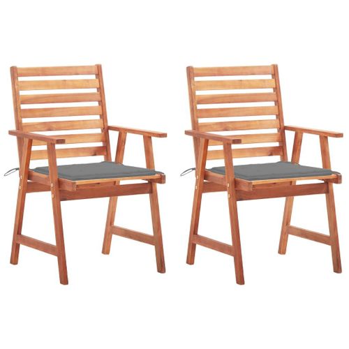 Chaises À Dîner D'extérieur 2 Pcs Avec Coussins Acacia Massif