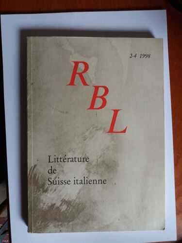 Rbl - Revue De Belles Lettres - 1998 N° 2-4
