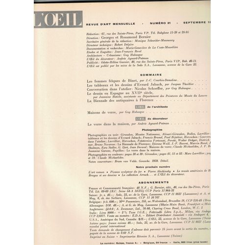 L'oeil 81;Les Femmes Féîques De Binet;Evrard Jabach;Nicolas Schoeffer