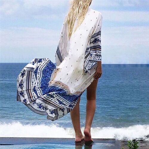 Robe De Plage En Mousseline De Soie, Nouvelle Collection, Cover-Up Pour Les Maillots De Bain, Motif Floral, Romantique, Paréo, Cape, Bain De Soleil