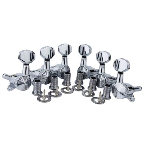 Accordeurs De Verrouillage En Métal, Ratio D'Engrenage 1:18, Boutons Résistants À L'Usure, Touches De Réglage Pour Guitares Folk Électriques, Remplacement Chromé, 6 Pièces