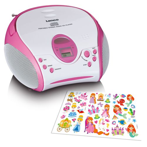 Radio portable avec lecteur CD SCD-24PK kids Blanc-Rose