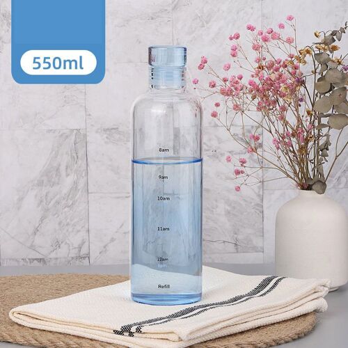 Bouteille En Verre De Grande Capacité De 550ml Avec Marqueur De Temps, Couvercle Pour Tasse D'Eau, De Lait, Tasse Simple, Cadeau D'Anniversaire