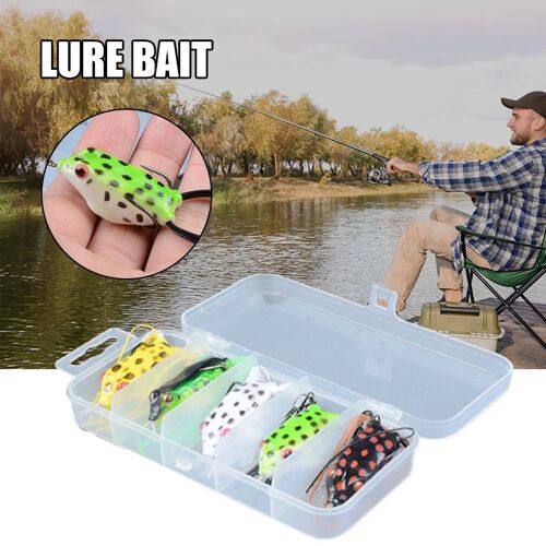 Pièces D'appâts Souples Pour La Pêche En Eau Douce, Lot De 5 Leurres Pour Attraper Des Poissons, Avec Des Yeux Bioniques 3d, Adapté À La Pêche En Mer, En Eau Douce, En Forme De Grenouille, Vente En Gr