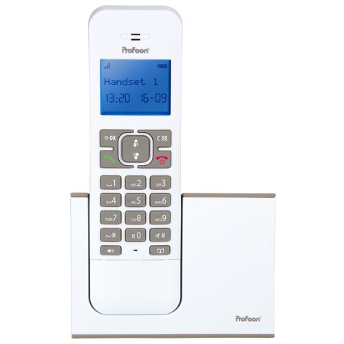 Téléphone fixe sans fil PDX-8400TE Blanc-Taupe
