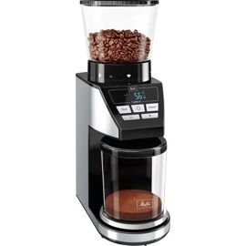 Melitta Calibra 1027-01, moulin à café électrique avec balance intégrée, broyeur conique, Noir / Inox - 1027-01