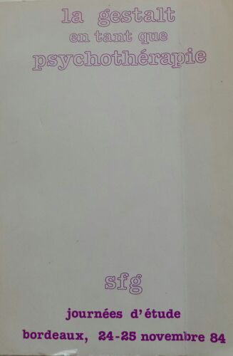 La Gestalt En Tant Que Psychotherapie