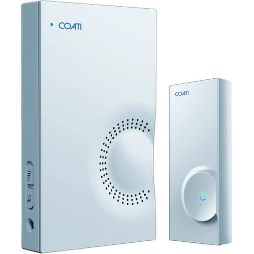 KALANKA-SIMON Sonnette sans fil , Sonnette extérieure et intérieure, longue portée, interphone sans fil avec bouton-poussoir, pour porte de maison, transmission maximale 100 m, Blanc