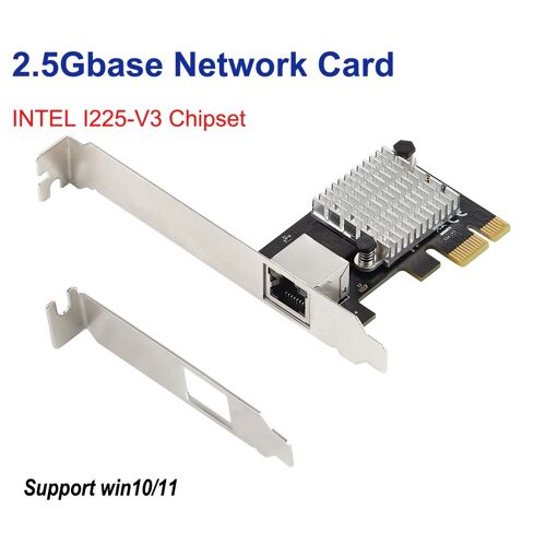 Adaptateur Réseau Intel I225,/2500m, Rj45, Pcie, Pci Express, 2.5 Ghz, Gigabit Ethernet, Carte Lan