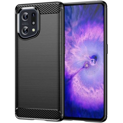 Coque Brossée Noire Oppo Find X5 5g Carbon Fiber Antichoc - Accessoires Pochette Case Oppo Find X5 5g