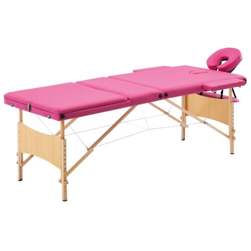 Vidaxl Table De Massage Pliable 3 Zones Bois Rose