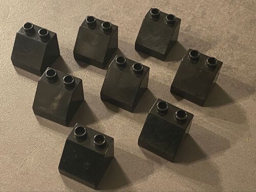 Lot de 8 LEGO DUPLO noir pente 45 degrés 6474 / 67199