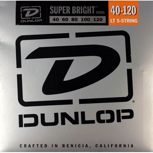 Dunlop Super Bright Stainless Steel Light 40-120 - Jeu 5 Cordes Guitare Basse