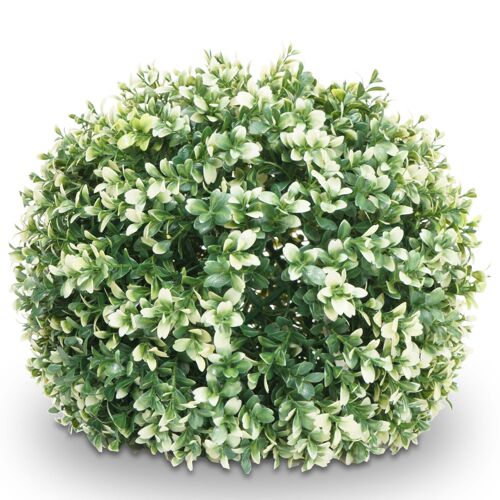 Arbuste artificiel HWC-L77, boule de buis plante décorative boule de buis plante artificielle Buxus, Outdoor Ø 35cm   blanc