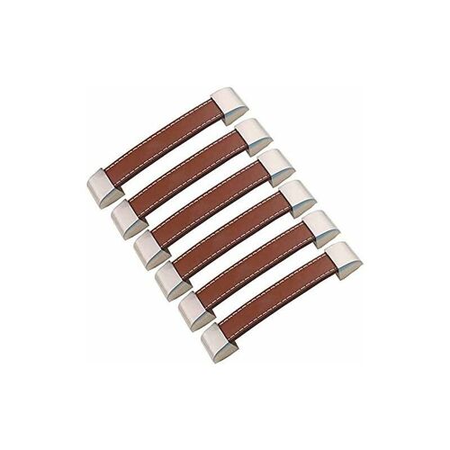 Poignée en cuir-poignées de placard Poignée d'Armoire pour armoire,cuisine et porte (jaune¿128mm,6pcs) goodnice