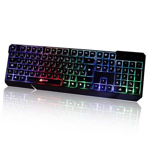 KLIM Chroma Clavier Sans Fil Gamer AZERTY FRANÇAIS + Fin, Durable, Ergonomique, Discret, Waterproof, Silencieux + Clavier Gamer rétroéclairé pour PC Mac + Clavier PS4 + Nouvelle Version + Noir