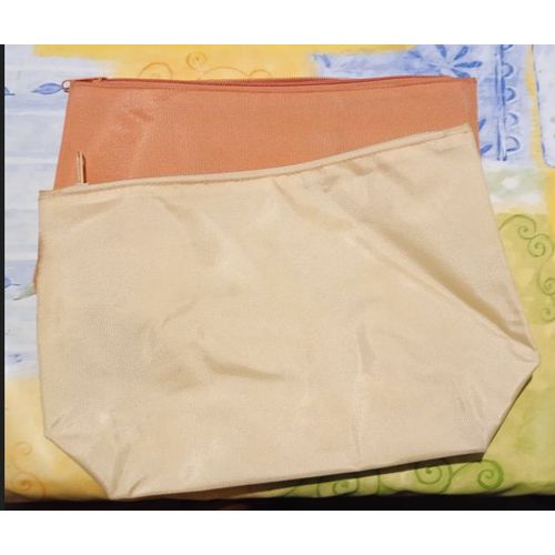 Duo De Pochettes - Pour Sac A Main Ou Toilette - Beige / Orange