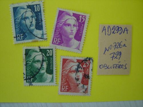 Ad 299 A // Lot 4 Timbres France Oblitérés 1945/47*N°726/727/728/729 "Marianne De Gandon"