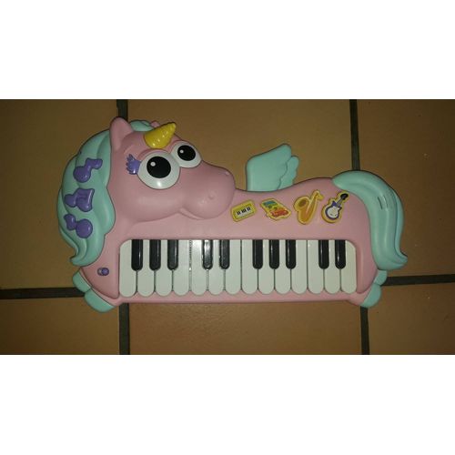 Piano Electrique Pour Jeune Enfant Initiation A La Mudique Multioptions Melodies Enregistrées Jouet Musical Clavier Touches Blanchrs Et Noires Modele Licorne Rose
