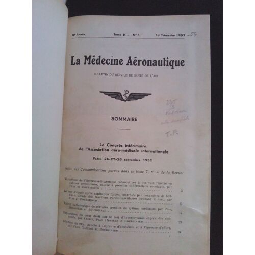 Bulletin Du Service De Santé De L'air-La Médecine Aéronautique - Relié.1953-1954