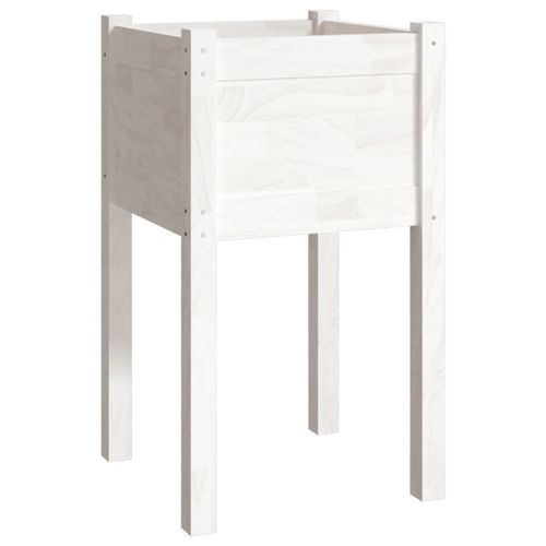 Vidaxl Jardinière D'extérieur Blanc 40x40x70 Cm Bois De Pin Massif