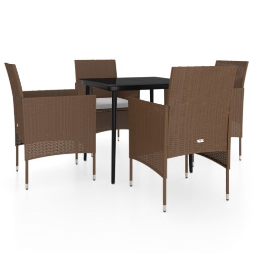 Vidaxl Mobilier De Salle À Manger De Jardin Coussins 5 Pcs Marron/Noir