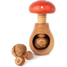 Casse-Noix - Creative Home - 10 X 6 Cm - Bois - Forme De Champignon - Rouge Et Blanc