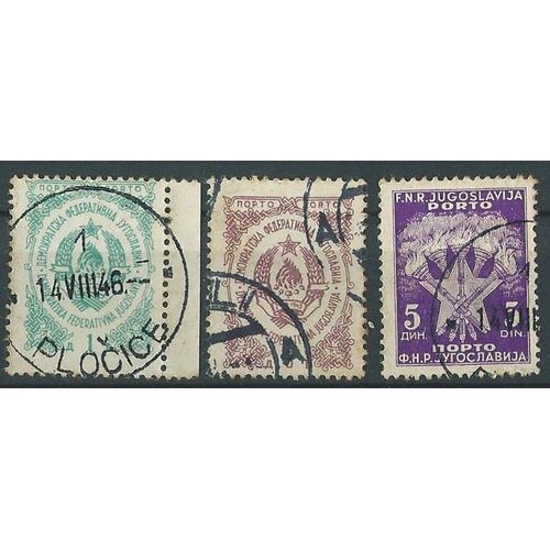 Lot De Trois Timbres Taxe Oblitérés Yougoslavie 1946