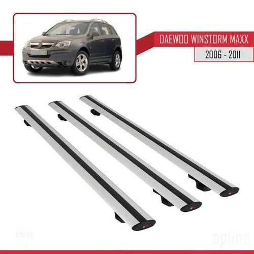 Barres De Toit - Daewoo - Basic Modèle - 3 Pièces - Aluminium - Gris
