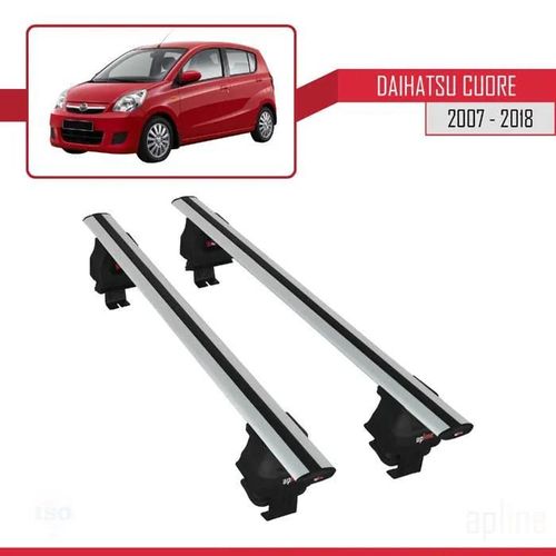 Barres De Toit - Ace-4 - Compatible Daihatsu Cuore 2007-2018 - Aluminium - Gris - Charge 300 Kg