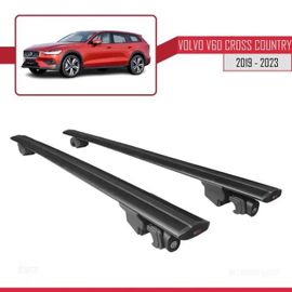 Compatible Avec Volvo V60 Ii Cross Country 2019-2025 Hook Model Barres De Toit Railing Porte-Bagages De Voiture Noir Alu 2 Barres