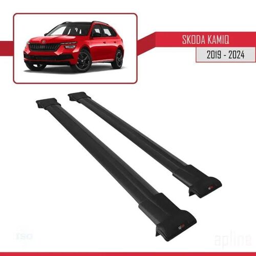 Compatible Avec Skoda Kamiq 2019-2026 Fly Model Barres De Toit Railing Porte-Bagages De Voiture Noir Aluminium 2 Barres
