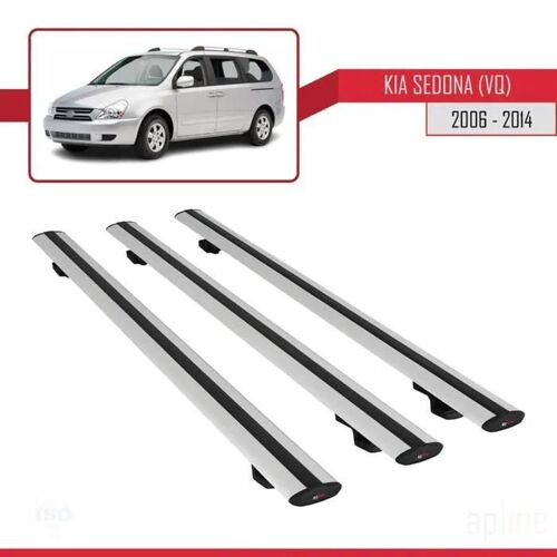 Barres De Toit - Kia - Sedona (Vq) - Basic Modèle - Aluminium - 3 Pièces - Gris