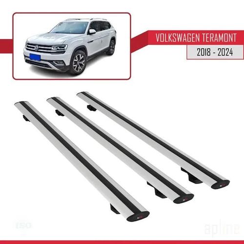 Barres De Toit - Volkswagen - Teramont 2018 - Modèle Basic - Aluminium - 3 Pièces - Gris