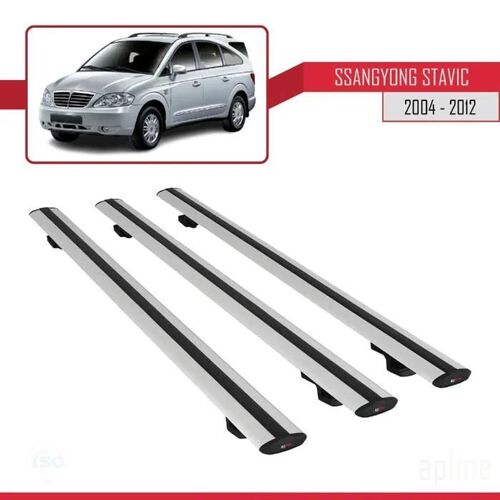 Compatible Avec Ssangyong Stavic 2004-2012 Barres De Toit Basic Modèle Railing Porte-Bagages De Voiture 3 Barres Gris