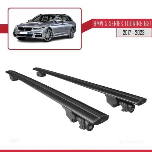 Compatible Avec Bmw 5 Series Touring (G31) 2017-2023 Hook Barres De Toit Railing Porte-Bagages De Voiture Avec Verrouilla. Alu Noir