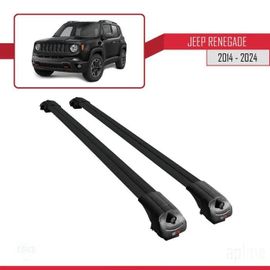 Compatible Avec Jeep Renegade (Bu) 2014-2025 Ace-1 Barres De Toit Railing Porte-Bagages De Voiture Noir Alu 2 Barres