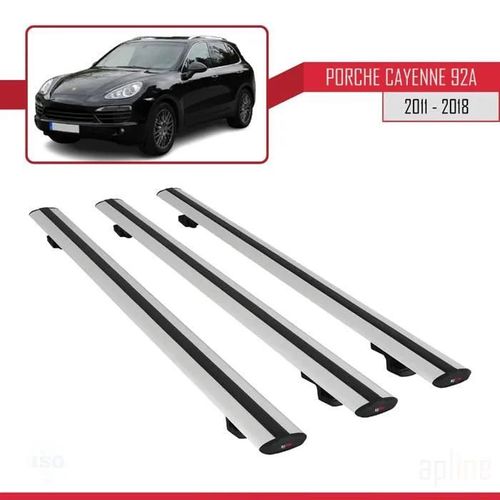 Barres De Toit - Porsche - Cayenne 92a - Modèle Basic - 3 Pièces - Aluminium - Gris