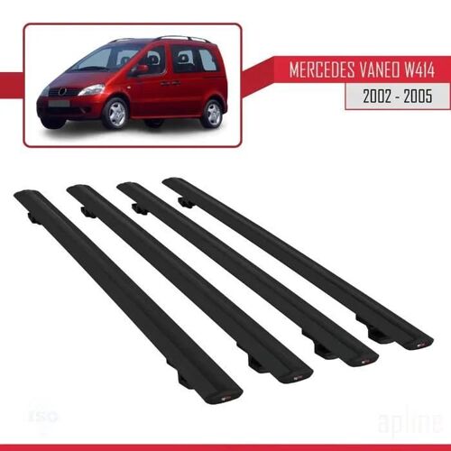 Barres De Toit - Mercedes - Vaneo (W414) - Basic Modèle - Aluminium - Noir - 4 Pièces