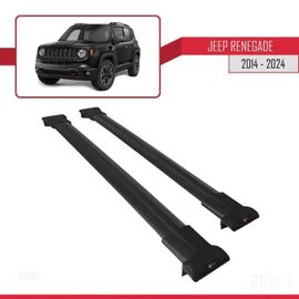 Compatible Avec Jeep Renegade (Bu) 2014-2025 Fly Model Barres De Toit Railing Porte-Bagages De Voiture Noir Alu 2 Barres