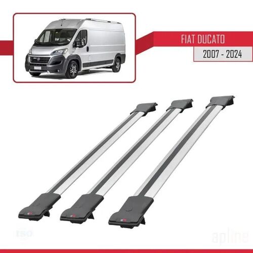 Compatible Avec Fiat Ducato 3 2007-2026 Fly Model Barres De Toit Railing Porte-Bagages De Voiture Gris Aluminium 3 Barres