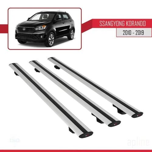 Barres De Toit - Ssangyong - Korando (C) 2010-2019 - Modèle Basic - Aluminium - 3 Pièces