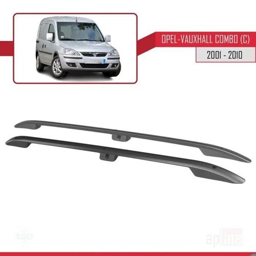 Rails de toit - Opel Vauxhall Combo (C) 2001-2010 - Aluminium - Noir - Modèle Adhésif