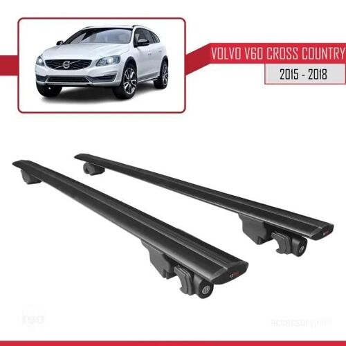 Barres De Toit - Hook - Compatible Volvo V60 Cross Country 2015-2018 - Aluminium - Noir - Verrouillable