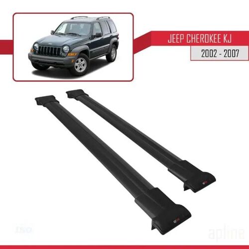 Barres De Toit - Fly - Jeep Cherokee (Kj) 2002-2007 - Aluminium - Noir - Charge Utile < 300 Kg