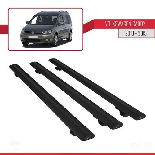 Barres De Toit - Volkswagen - Caddy 2010-2015 - Modèle Basic - 3 Pièces - Noir - Aluminium