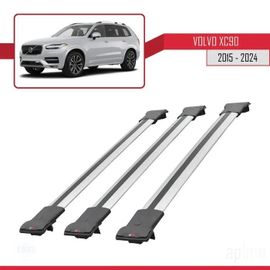 Barres De Toit - Fly - Compatible Volvo Xc90 2015-2024 - 3 Barres - Aluminium - Gris