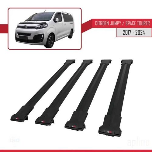 Compatible Avec Citroen Jumpy 3 (K0) Space Tourer 2017-2026 Fly Model Barres De Toit Railing Porte-Bagages De Voiture Noir 4 Barres
